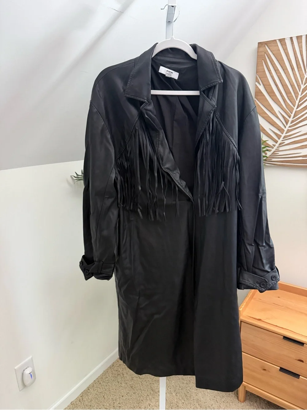 Jason Wu Vegan fringe Leather Trench in‎ Black